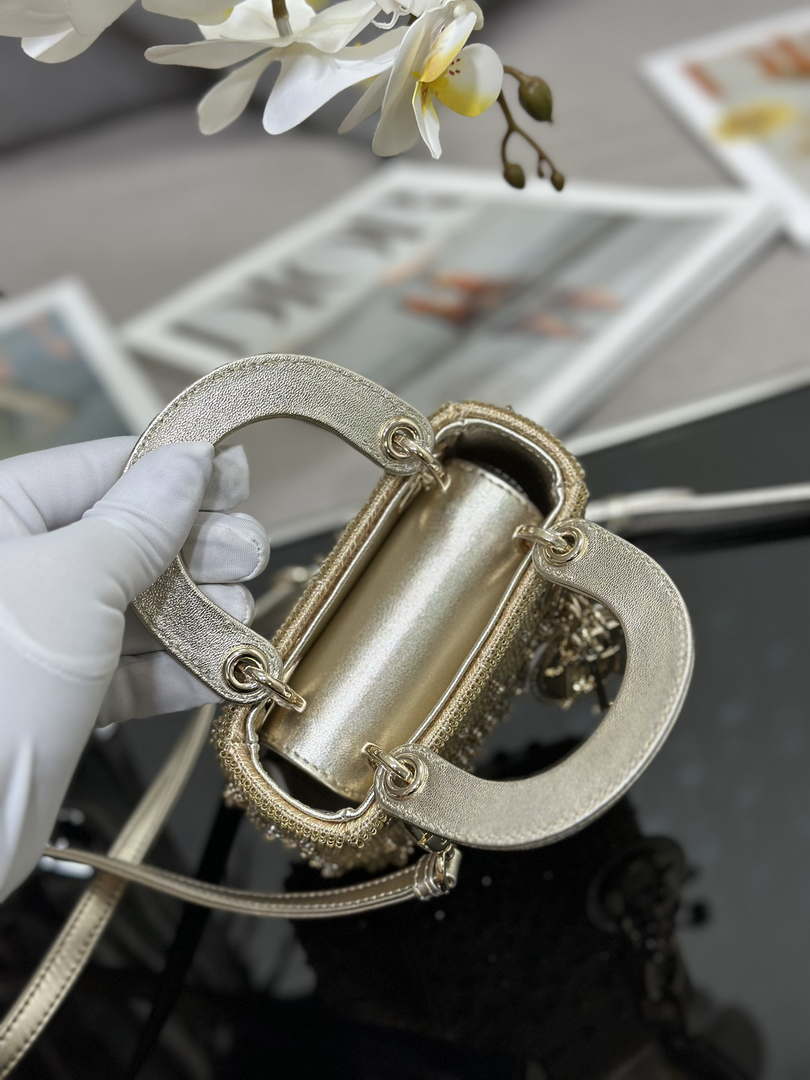 Dior S0856 MICRO LADY DIOR BAG Horizon Metallic Cannage Lambskin embroidery beads - Default Title - View 7