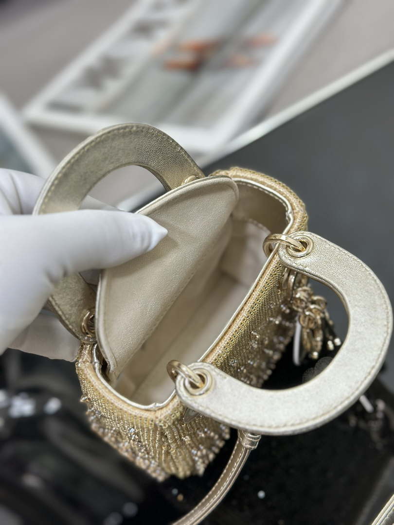 Dior S0856 MICRO LADY DIOR BAG Horizon Metallic Cannage Lambskin embroidery beads - Default Title - View 8