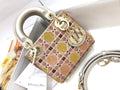 Dior S0856 MICRO LADY DIOR BAG Horizon Yellow and Pink Metallic Cannage Lambskin Embroidered with Beads