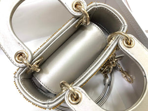 Dior S0856 MICRO LADY DIOR BAG Horizon Yellow Metallic Cannage Lambskin Embroidered with Beads - Default Title - View 7