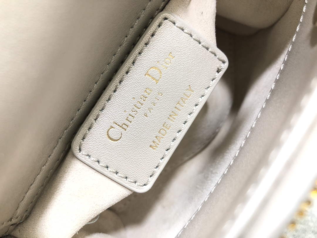 Dior S0856 MICRO LADY DIOR BAG Horizon Yellow Metallic Cannage Lambskin Embroidered with Beads