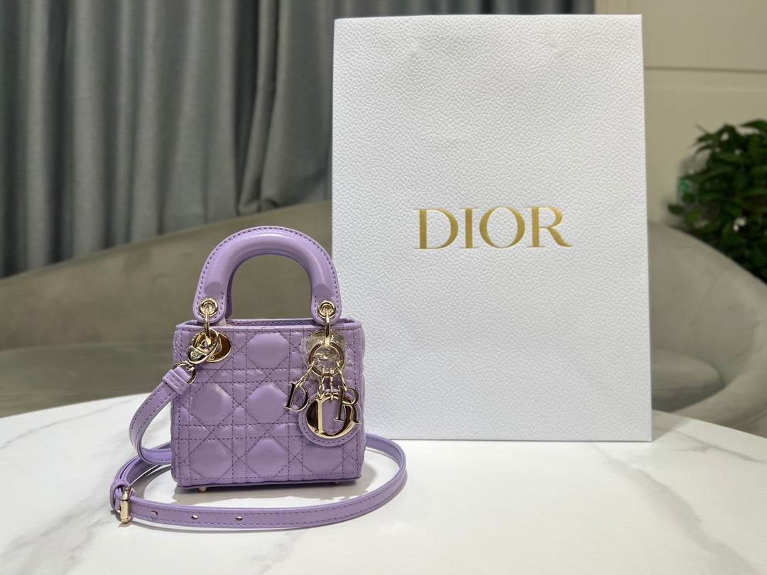 Dior S0856 Micro Lady Dior Bag Lilac Cannage Lambskin - Default Title - View 1