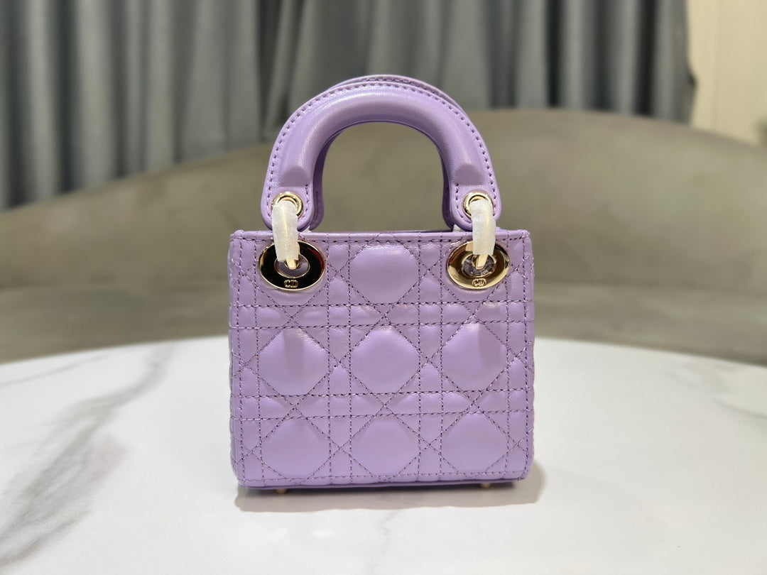 Dior S0856 Micro Lady Dior Bag Lilac Cannage Lambskin