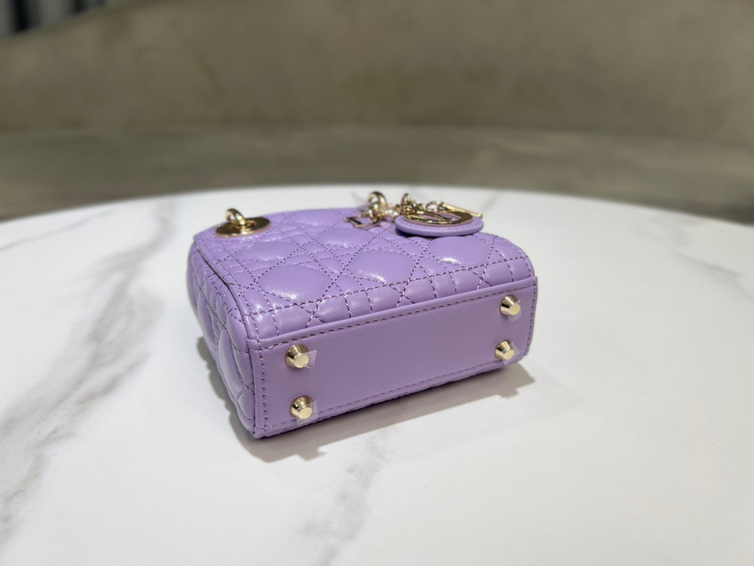 Dior S0856 Micro Lady Dior Bag Lilac Cannage Lambskin