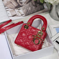Dior S0856 MICRO LADY Dior Bag Red Cannage Lambskin - luxibagsmall