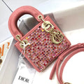 Dior S0856 Micro Lady Dior Bag Square Embroidery Set with Pink Multicolor Strass - Default Title - View 1