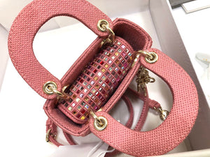 Dior S0856 Micro Lady Dior Bag Square Embroidery Set with Pink Multicolor Strass - Default Title - View 7