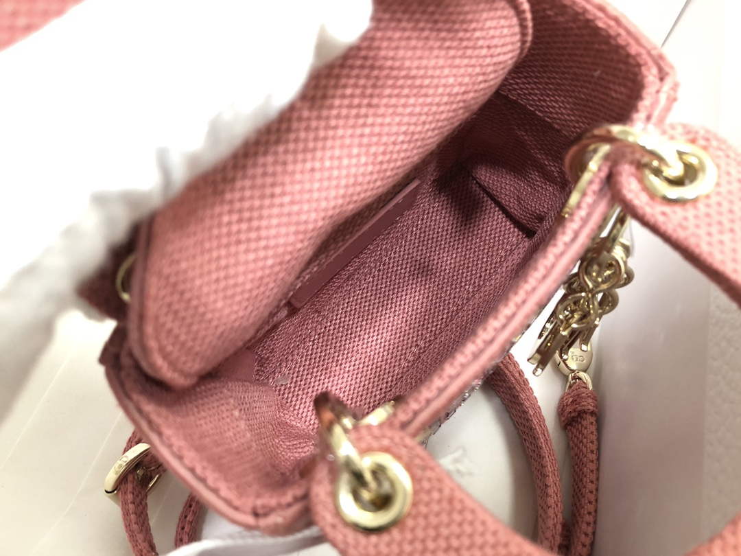 Dior S0856 Micro Lady Dior Bag Square Embroidery Set with Pink Multicolor Strass - Default Title - View 8
