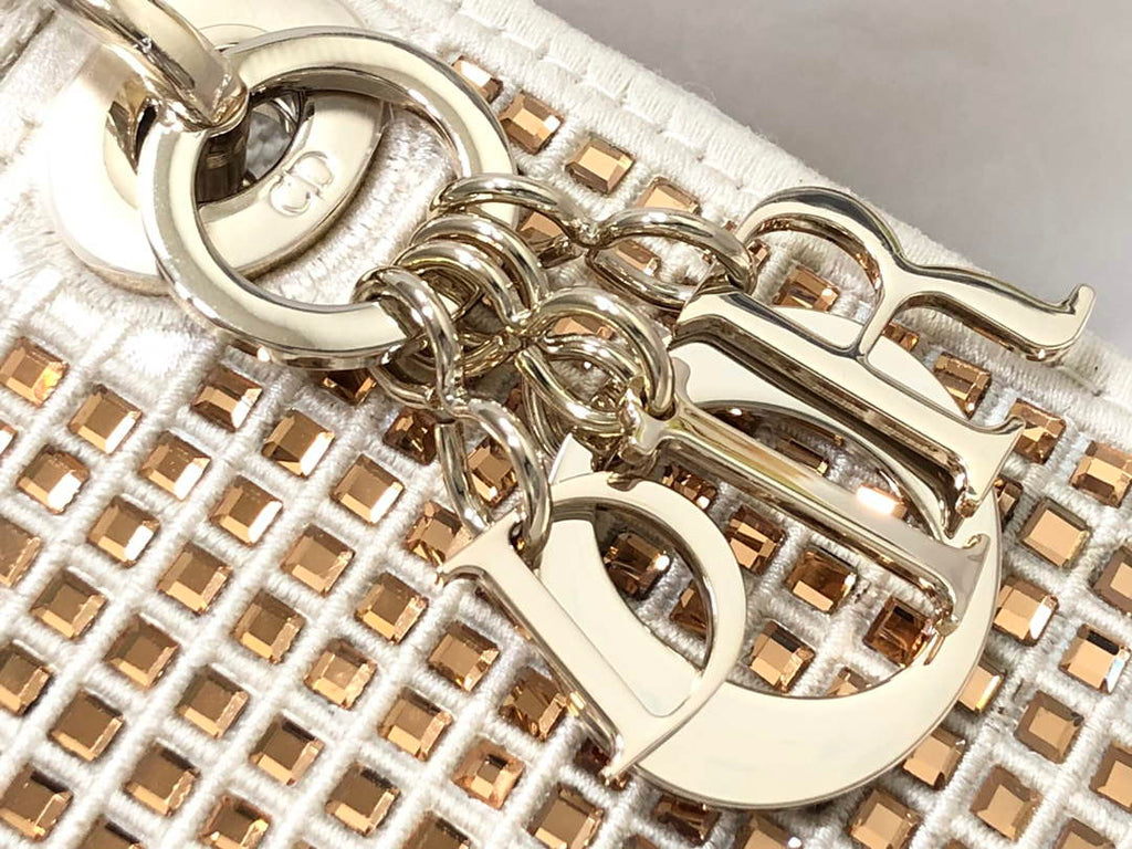 Dior S0856 Micro Lady Dior Bag Square Embroidery Set with White Multicolor Strass