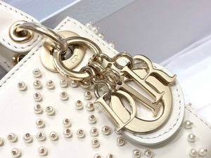 Dior S0856 MICRO LADY Dior Bag White Cannage Lambskin with Pearl - Default Title - View 6