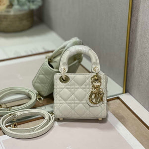 Dior S0856 MICRO LADY Dior Bag White Cannage Lambskin - Default Title - View 1
