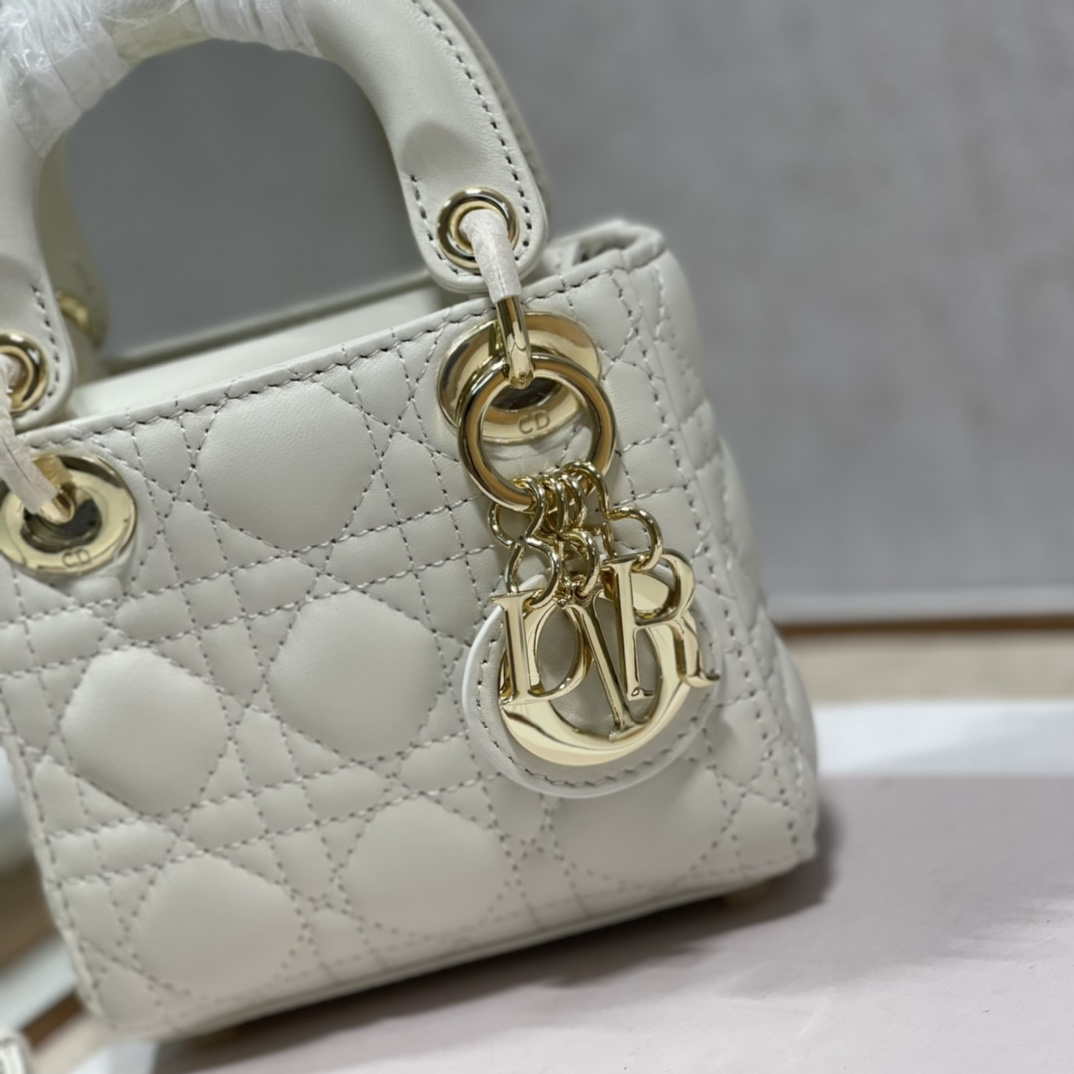 Dior S0856 MICRO LADY Dior Bag White Cannage Lambskin - Default Title - View 2