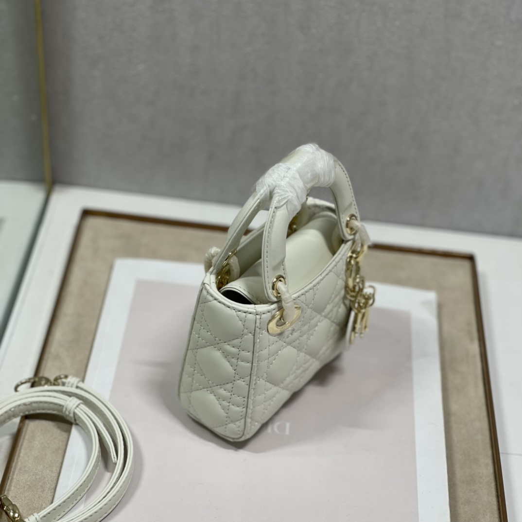 Dior S0856 MICRO LADY Dior Bag White Cannage Lambskin - Default Title - View 4