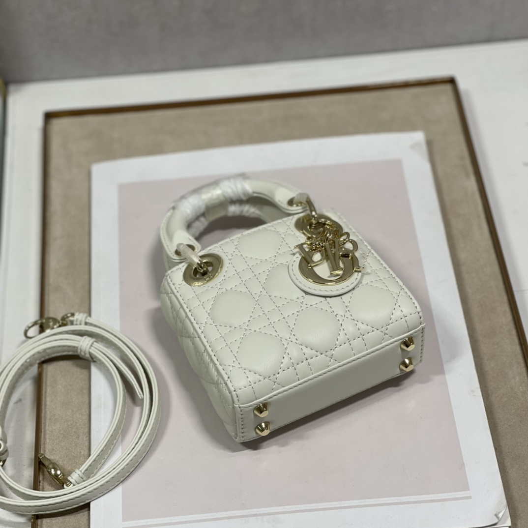 Dior S0856 MICRO LADY Dior Bag White Cannage Lambskin - Default Title - View 5