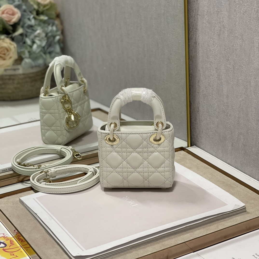 Dior S0856 MICRO LADY Dior Bag White Cannage Lambskin - Default Title - View 6