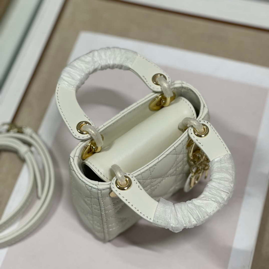 Dior S0856 MICRO LADY Dior Bag White Cannage Lambskin