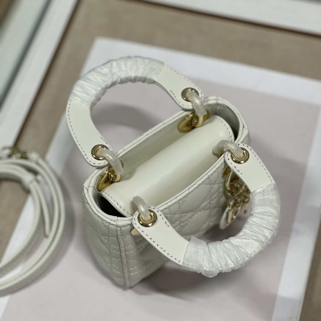Dior S0856 MICRO LADY Dior Bag White Cannage Lambskin - Default Title - View 7