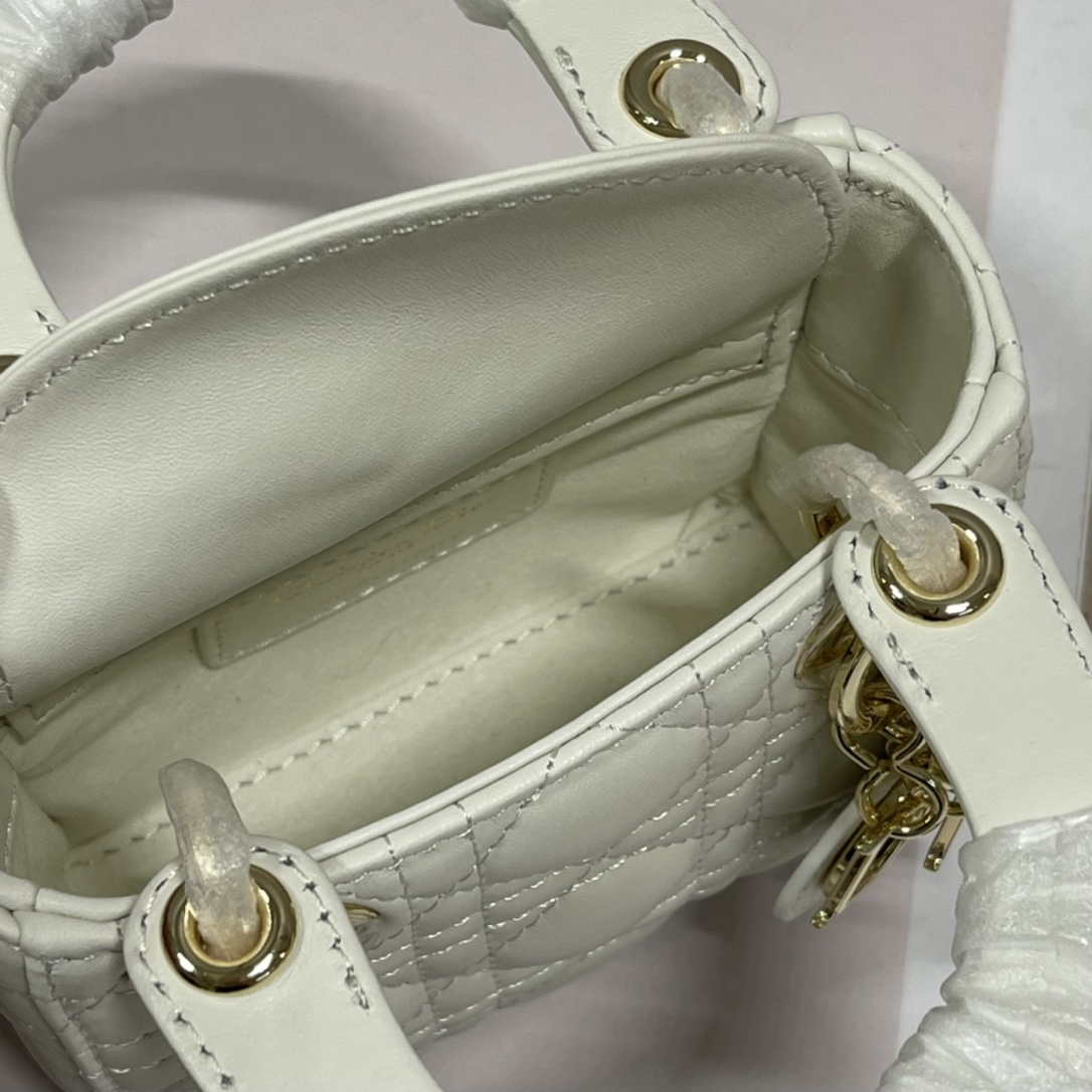 Dior S0856 MICRO LADY Dior Bag White Cannage Lambskin - Default Title - View 8