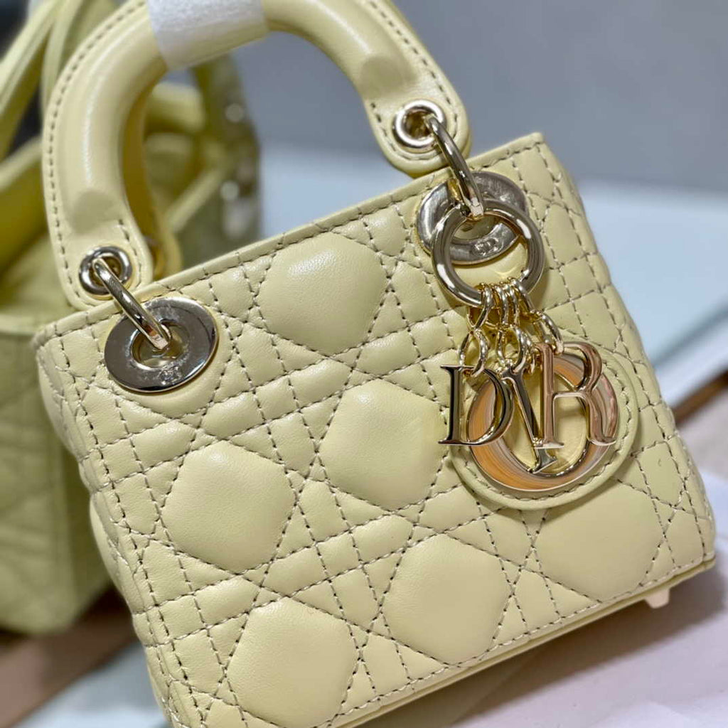 Dior S0856 MICRO LADY Dior Bag Yellow Cannage Lambskin