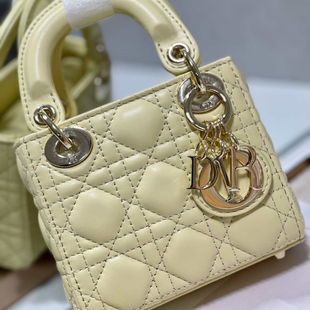 Dior S0856 MICRO LADY Dior Bag Yellow Cannage Lambskin - Default Title - View 2