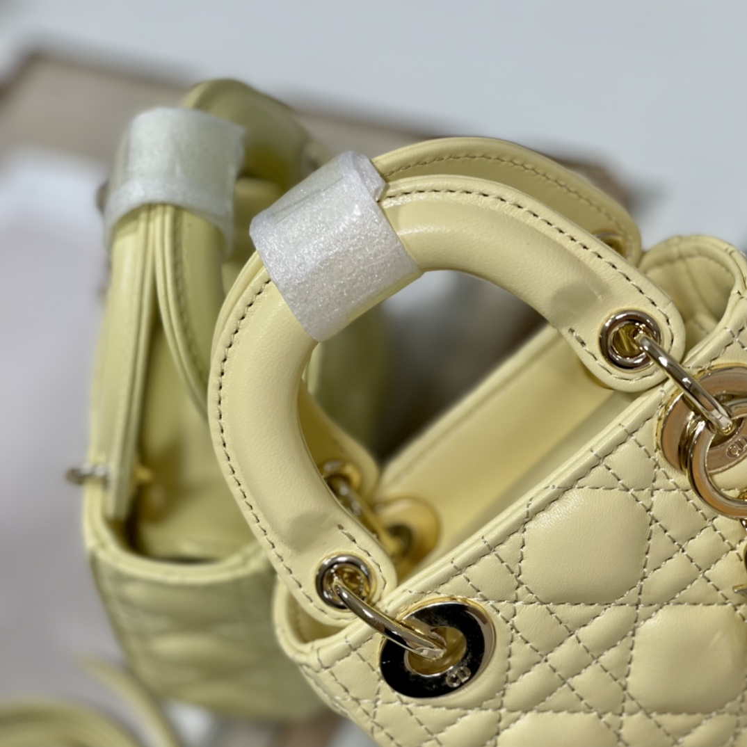 Dior S0856 MICRO LADY Dior Bag Yellow Cannage Lambskin - Default Title - View 3
