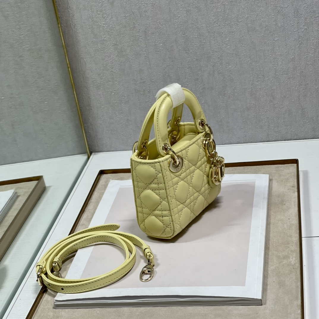 Dior S0856 MICRO LADY Dior Bag Yellow Cannage Lambskin
