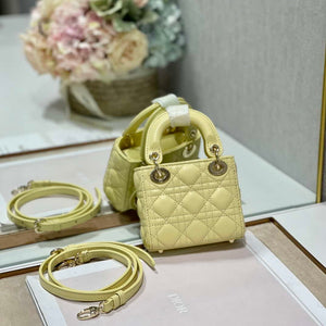 Dior S0856 MICRO LADY Dior Bag Yellow Cannage Lambskin - Default Title - View 6