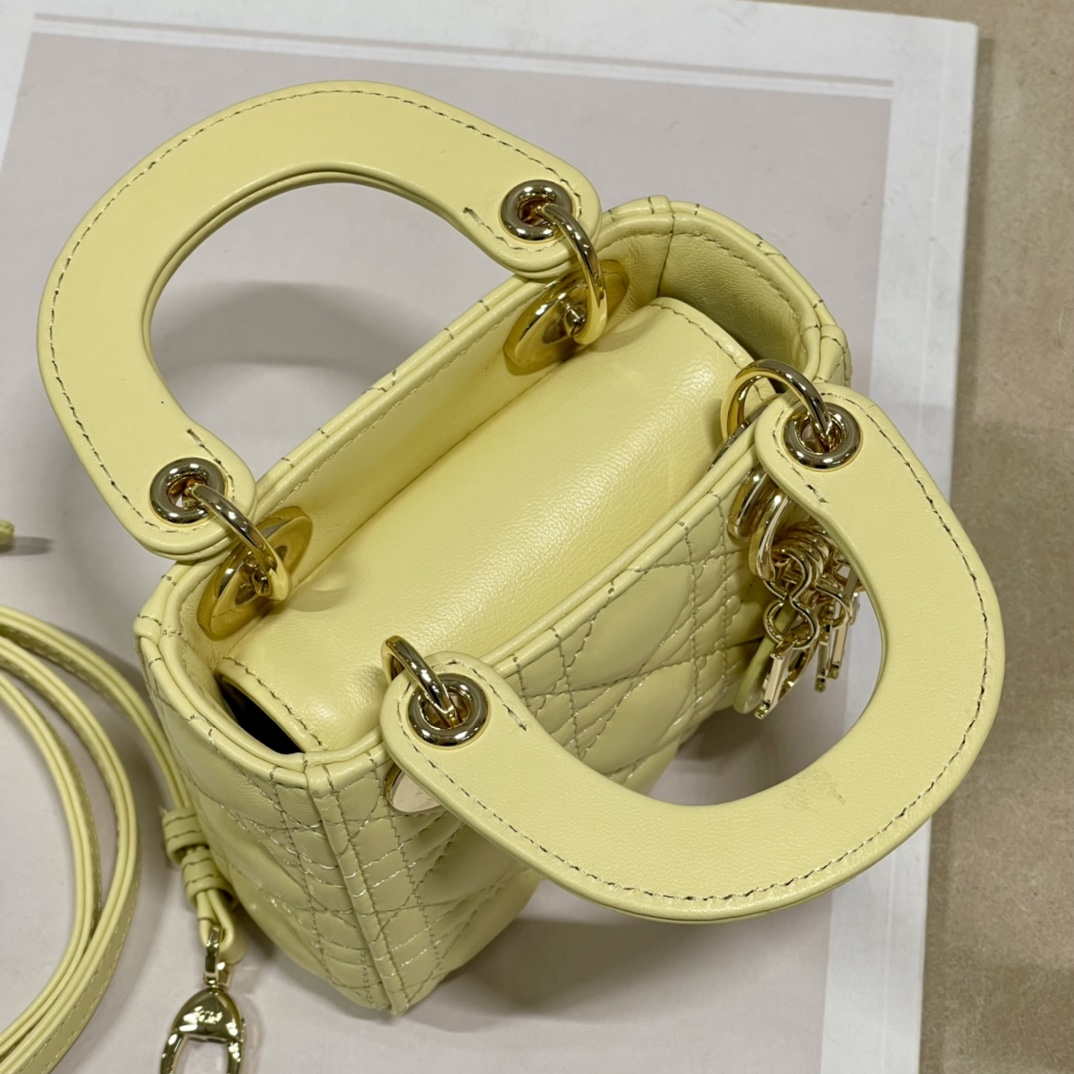 Dior S0856 MICRO LADY Dior Bag Yellow Cannage Lambskin - Default Title - View 7