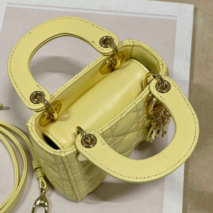 Dior S0856 MICRO LADY Dior Bag Yellow Cannage Lambskin - Default Title - View 7