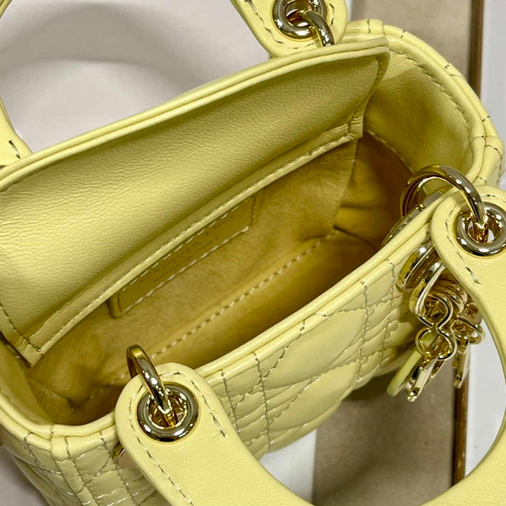 Dior S0856 MICRO LADY Dior Bag Yellow Cannage Lambskin