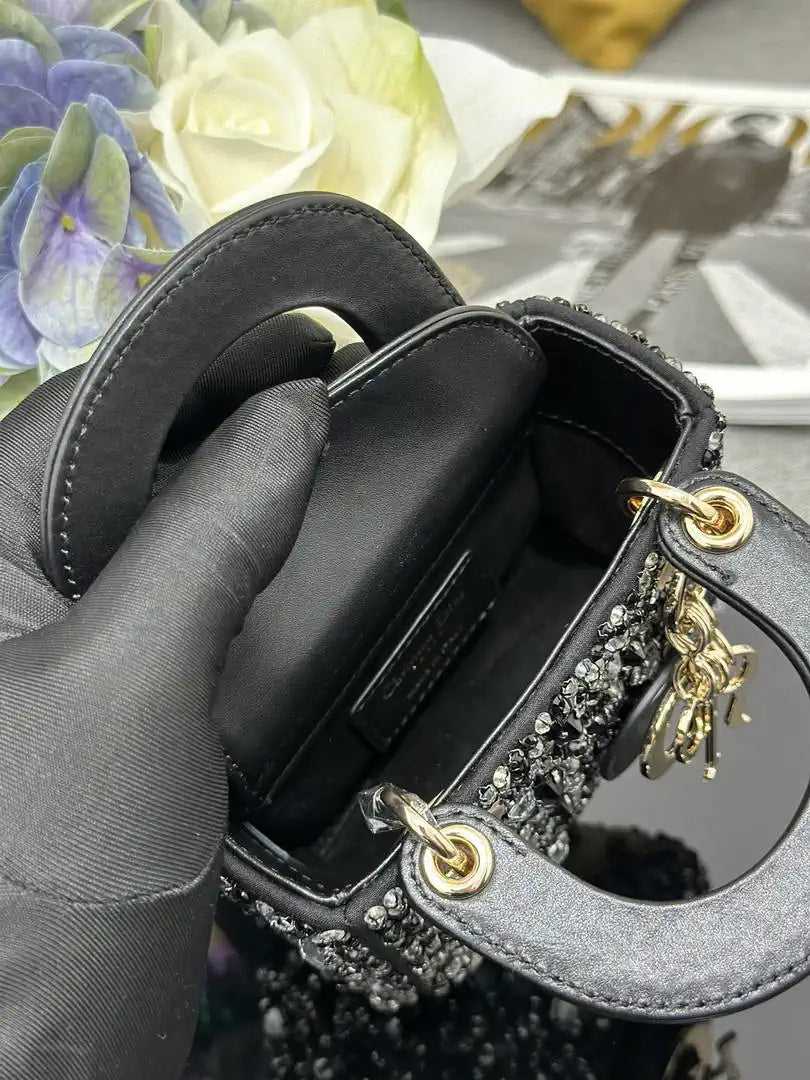 Dior S0856 Micro Lady Dior Limited edition Embroidered Beaded Black