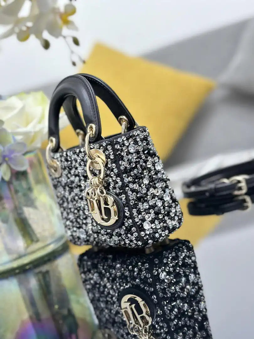 Dior S0856 Micro Lady Dior Limited edition Embroidered Beaded Black