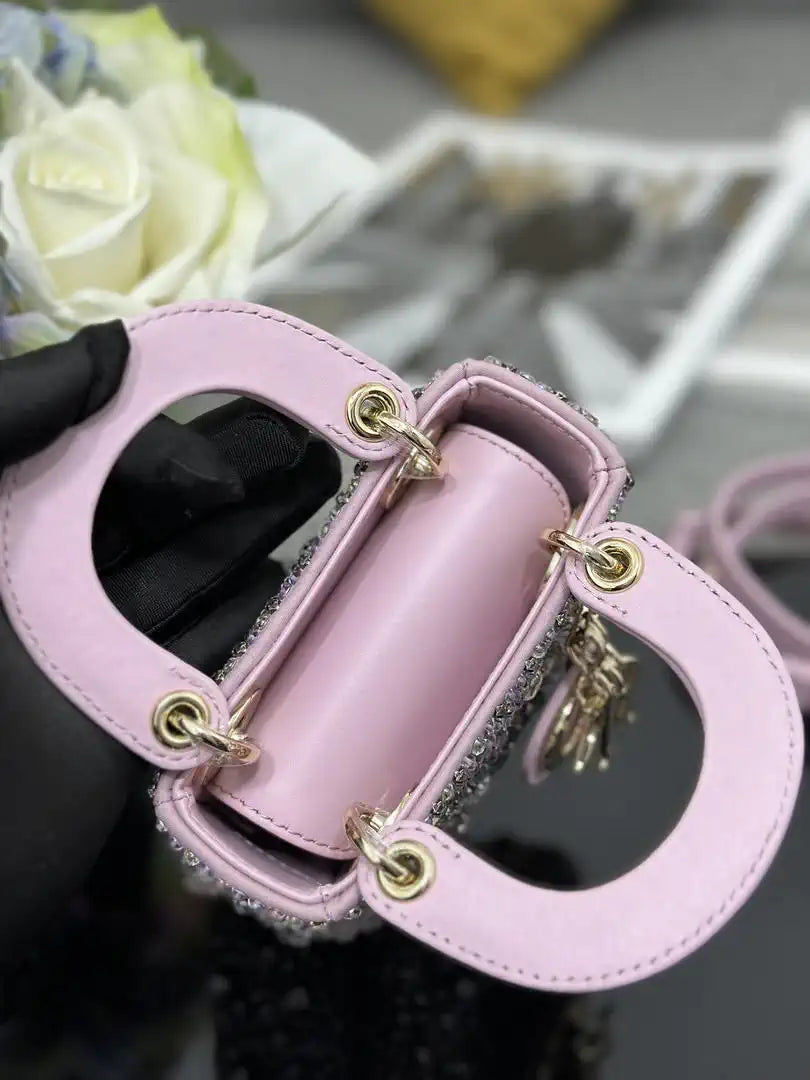 Dior S0856 Micro Lady Dior Limited edition Embroidered Beaded Pink