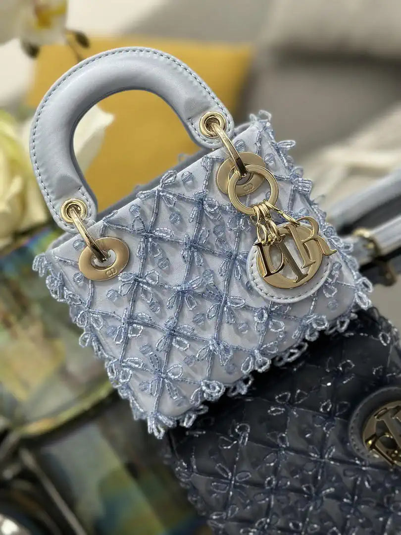 Dior S0856 Micro Lady Dior Limited edition Embroidered Ice Blue Beads