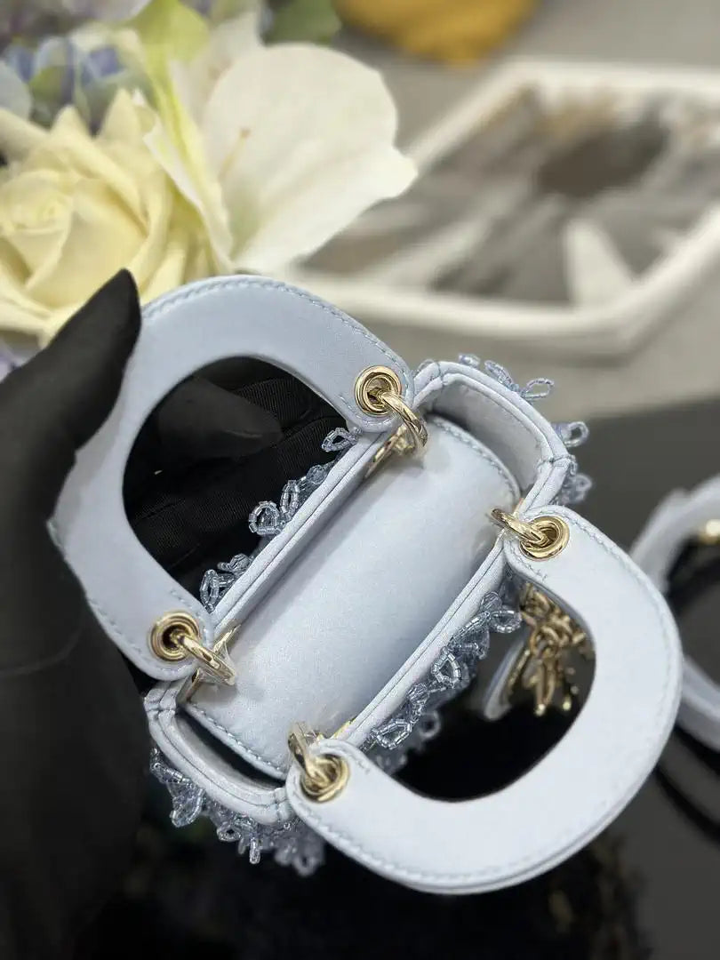 Dior S0856 Micro Lady Dior Limited edition Embroidered Ice Blue Beads