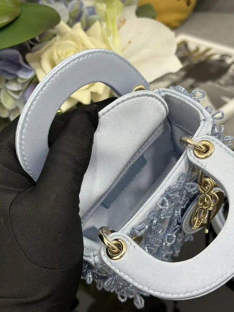 Dior S0856 Micro Lady Dior Limited edition Embroidered Ice Blue Beads