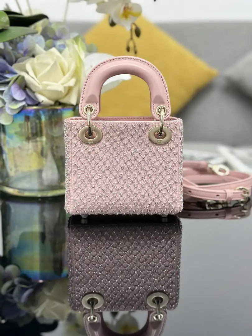 Dior S0856 Micro Lady Dior Limited edition Embroidery with pink beads