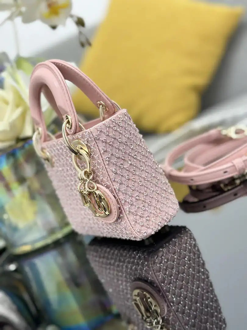 Dior S0856 Micro Lady Dior Limited edition Embroidery with pink beads
