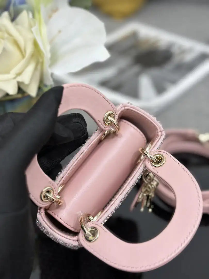 Dior S0856 Micro Lady Dior Limited edition Embroidery with pink beads