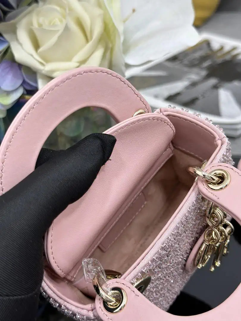 Dior S0856 Micro Lady Dior Limited edition Embroidery with pink beads