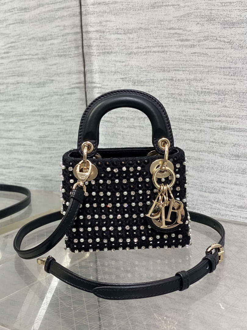 Dior S0856 Micro Lady Dior Limited edition handmade beads Black