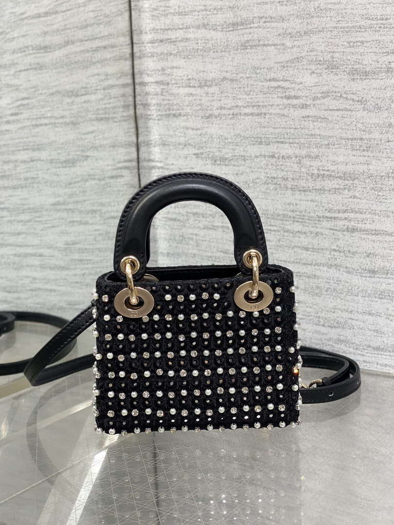 Dior S0856 Micro Lady Dior Limited edition handmade beads Black