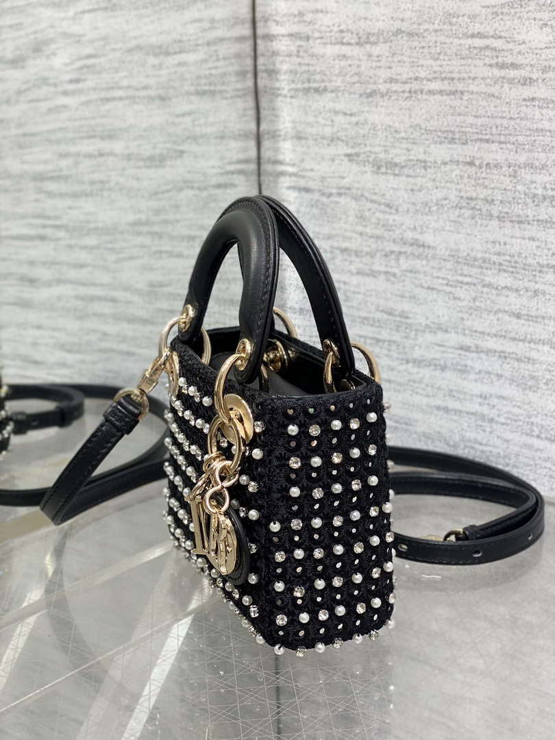 Dior S0856 Micro Lady Dior Limited edition handmade beads Black