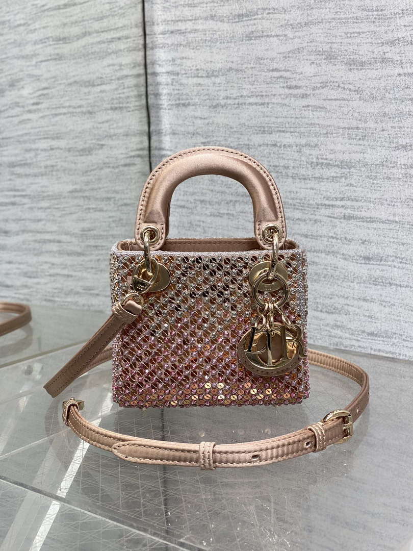 Dior S0856 Micro Lady Dior Limited edition handmade beads Pink