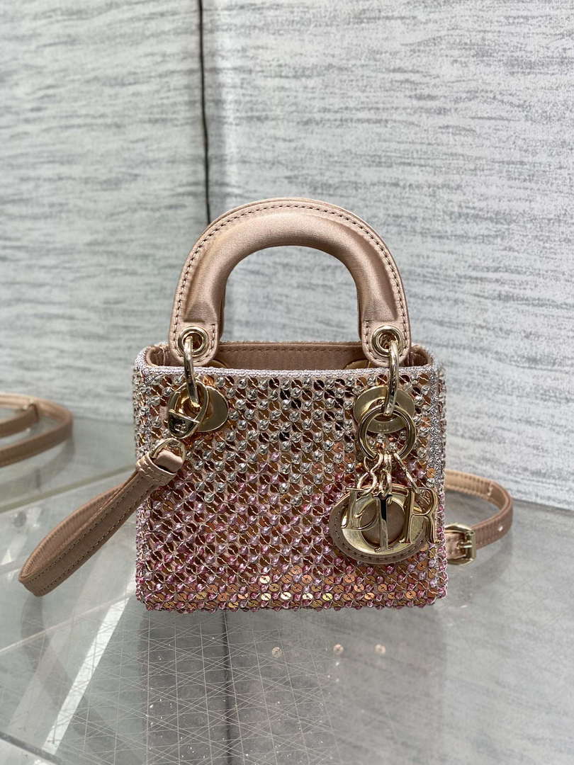 Dior S0856 Micro Lady Dior Limited edition handmade beads Pink
