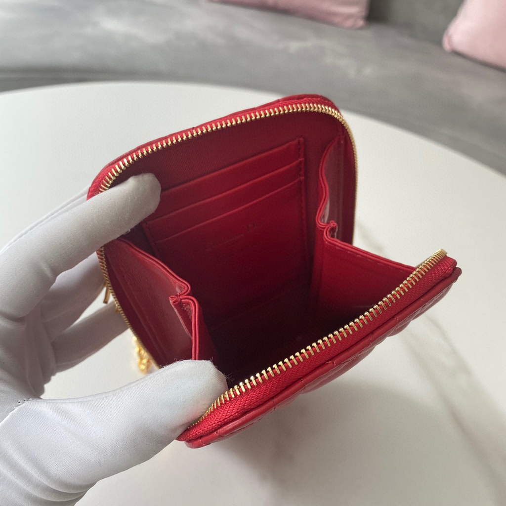 Dior S0872 Lady Dior Phone Holder Cannage Lambskin Red