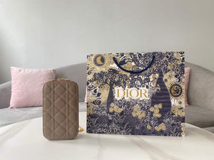 Dior S0872 Lady Dior Phone Holder Cannage Lambskin Gray - Default Title - View 1