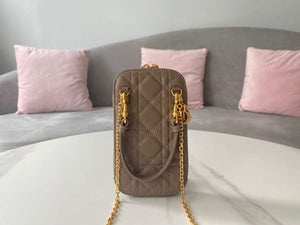 Dior S0872 Lady Dior Phone Holder Cannage Lambskin Gray - Default Title - View 2