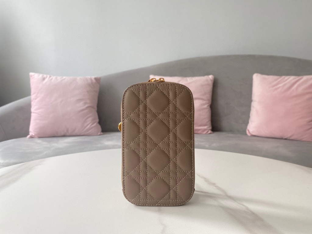 Dior S0872 Lady Dior Phone Holder Cannage Lambskin Gray
