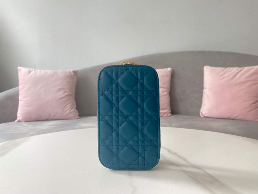 Dior S0872 Lady Dior Phone Holder Cannage Lambskin Blue